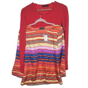 (2) The Limited Women's Tops (Blouse NWT) Small Striped Solid Long Sleeve Button